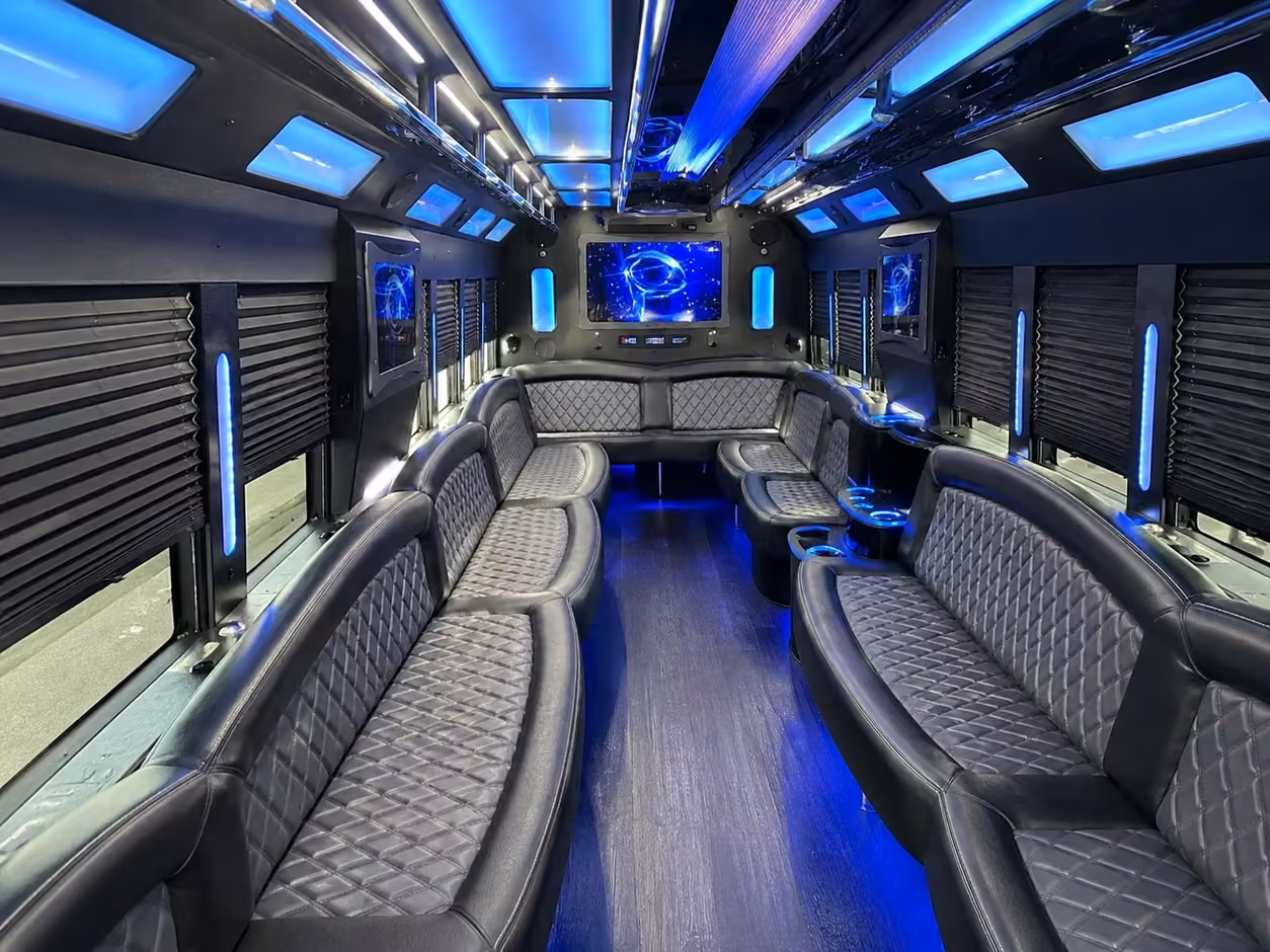 15 passenger party bus inside