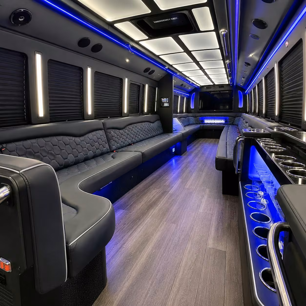 28 passenger party bus interior