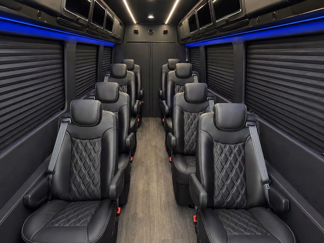 sprinter van rental with driver inside